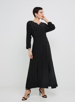Beaded Upper Applique Dress Black