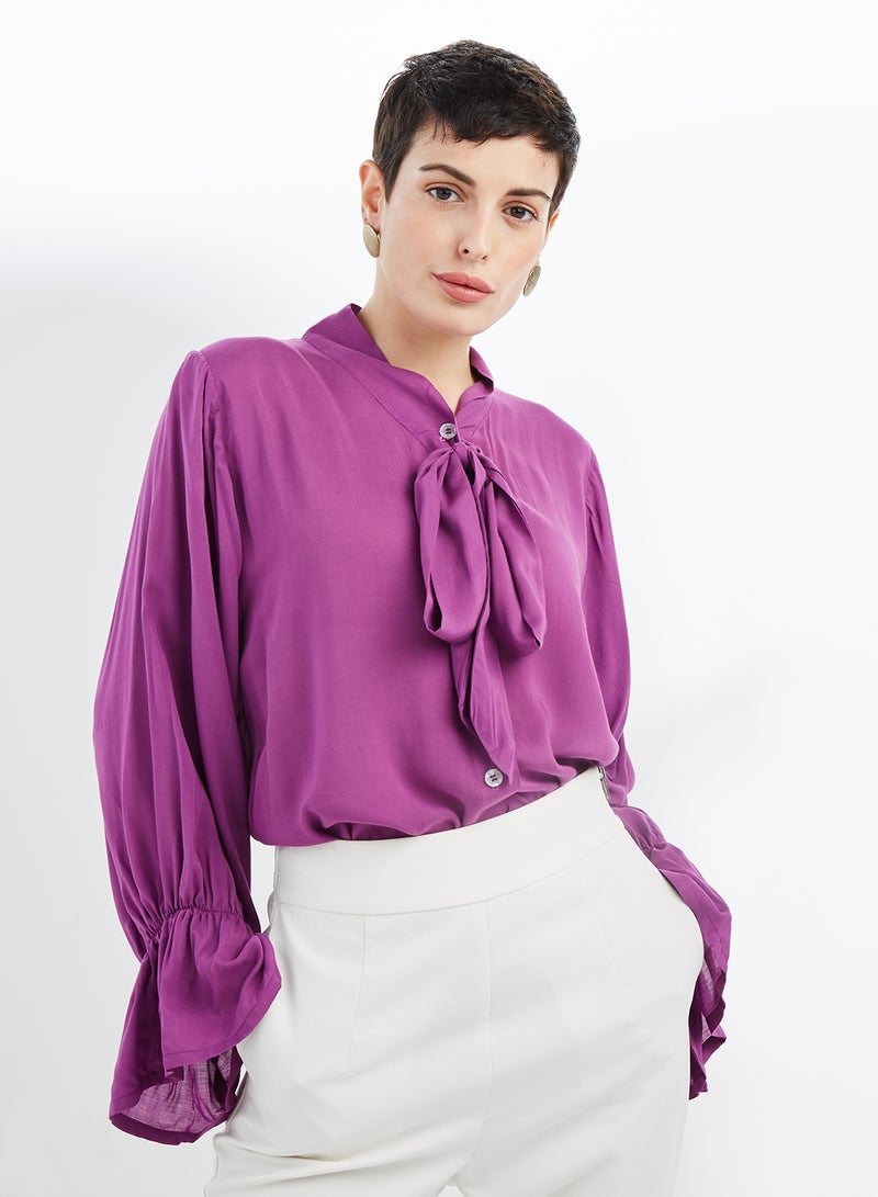 NUKHBAA - High Neck Tunic Purple - Image 1