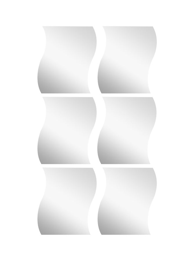 Sharpdo 6-Piece 3D Stereoscopic Mirror Wall Sticker Silver 17x19x0.1centimeter  - Image 1