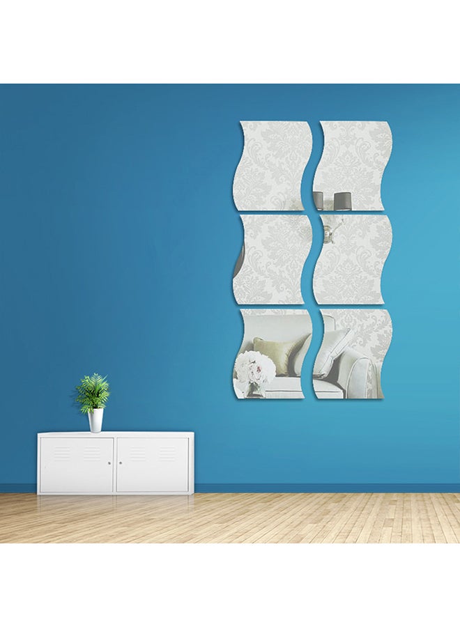 Sharpdo 6-Piece 3D Stereoscopic Mirror Wall Sticker Silver 17x19x0.1centimeter  - Image 2