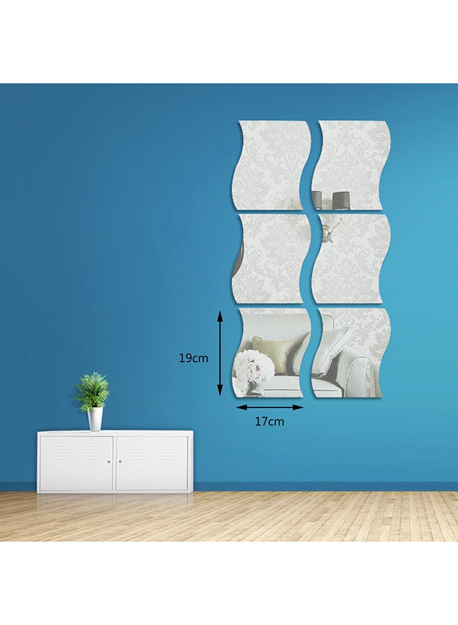 Sharpdo 6-Piece 3D Stereoscopic Mirror Wall Sticker Silver 17x19x0.1centimeter  - Image 3