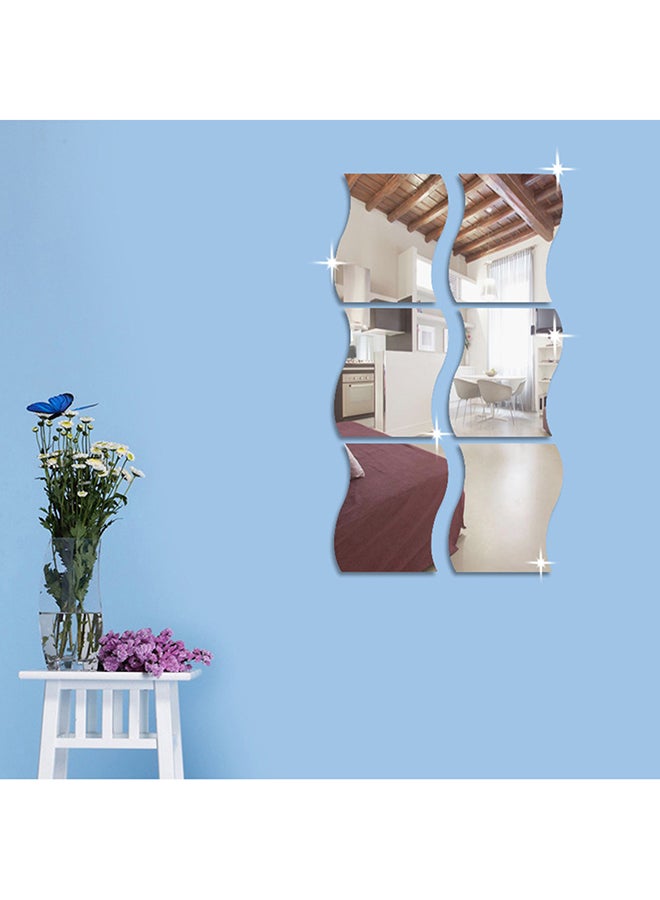 Sharpdo 6-Piece 3D Stereoscopic Mirror Wall Sticker Silver 17x19x0.1centimeter  - Image 4