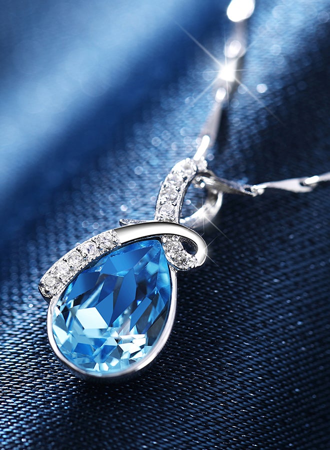 T400 Sterling Silver Water Drop Necklace With Swarovski Crystal - Image 2