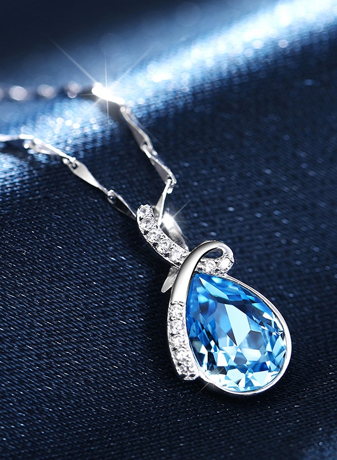 T400 Sterling Silver Water Drop Necklace With Swarovski Crystal - Image 3