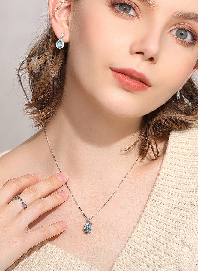 T400 Sterling Silver Water Drop Necklace With Swarovski Crystal - Image 5