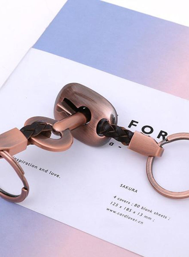 Sharpdo - 2-Piece Lock Key Style Leather Keychain Brown - Image 1