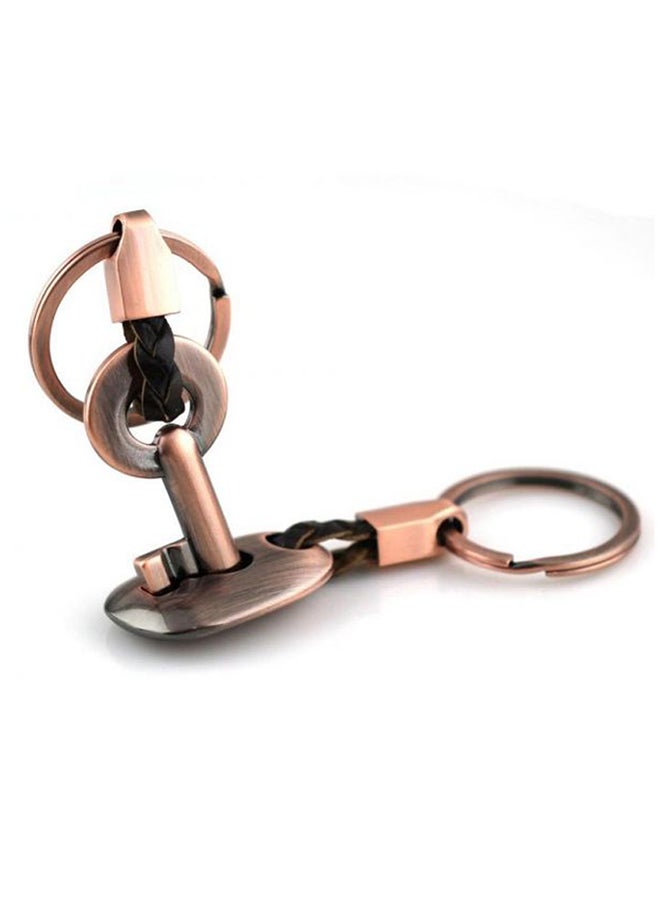 Sharpdo - 2-Piece Lock Key Style Leather Keychain Brown - Image 1