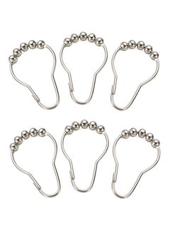 Somay 6-Piece Rings Stainless Steel Shower Curtain Hooks Silver 35x25x15centimeter  - Image 1