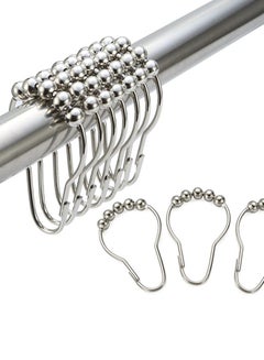 Somay 6-Piece Rings Stainless Steel Shower Curtain Hooks Silver 35x25x15centimeter  - Image 5
