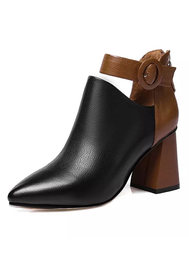Sharpdo Patchwork Ankle Boots Black/Brown  - Image 2