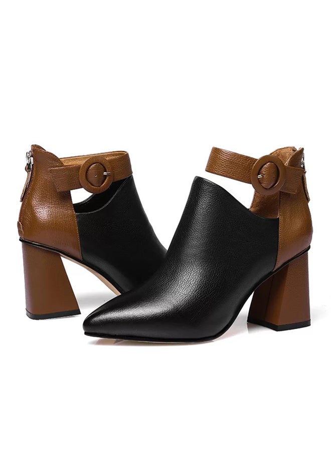 Sharpdo Patchwork Ankle Boots Black/Brown  - Image 3
