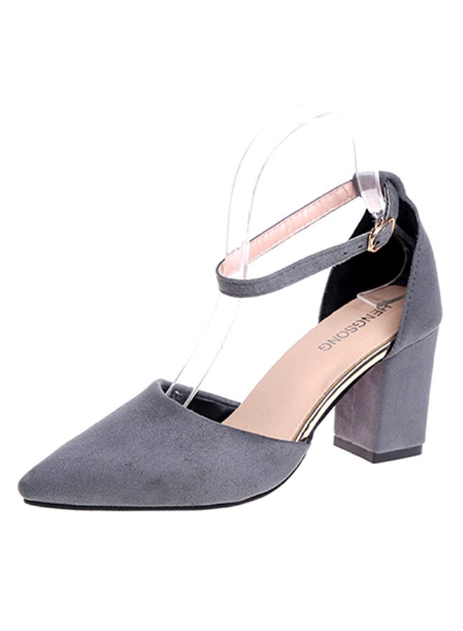 Sharpdo Ankle Tie High Heel Pumps Grey - Image 1