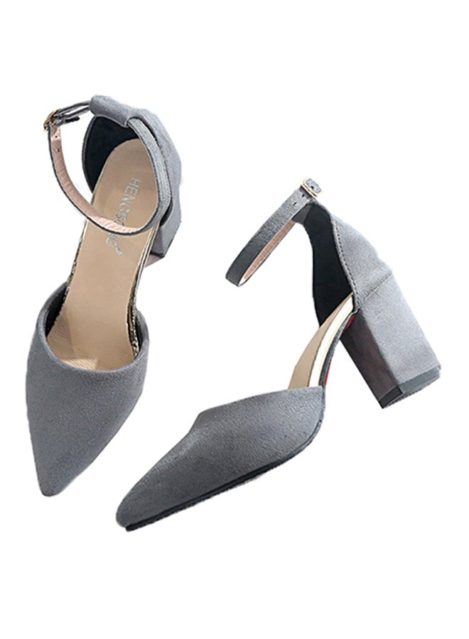 Sharpdo Ankle Tie High Heel Pumps Grey - Image 4