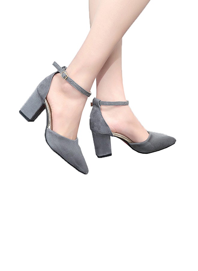 Sharpdo Ankle Tie High Heel Pumps Grey - Image 5