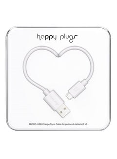 هابي بلجز كابل شحن ومزامنة بيانات بمنفذ Micro USB أبيض 