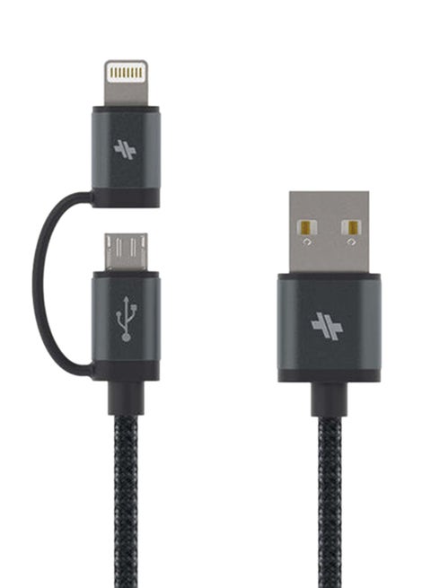 2-In-1 Lightning Data Sync Charging Cable Gunmetal