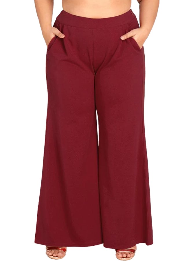High Waist Flared Pants Burgundy - Image 1