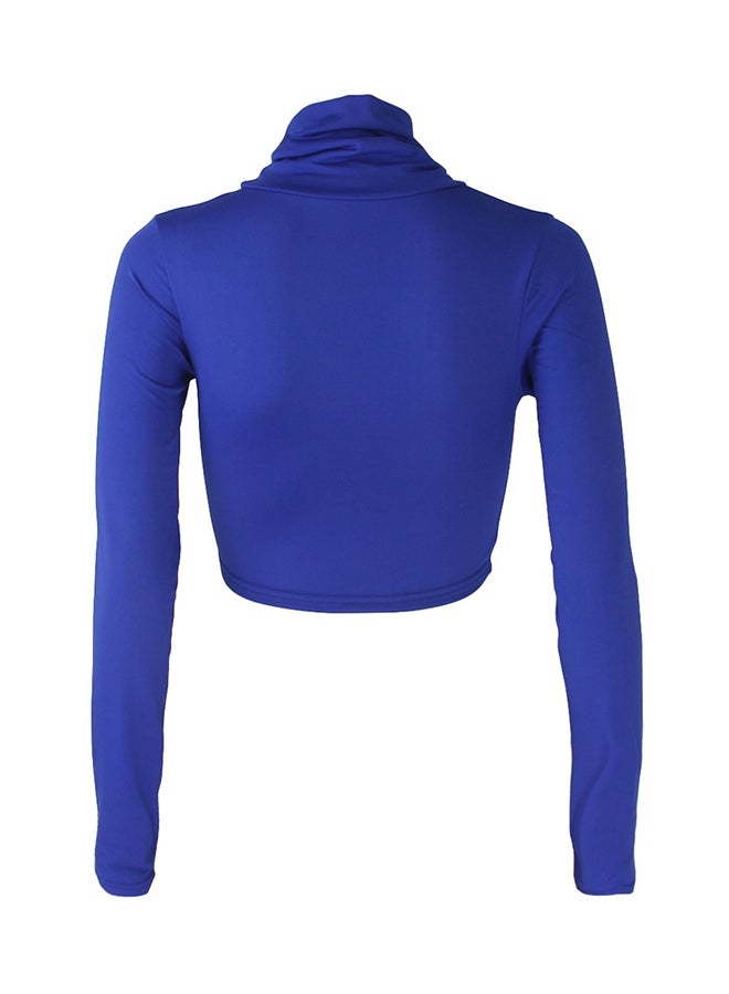 High Neck Crop Top Blue - Image 2