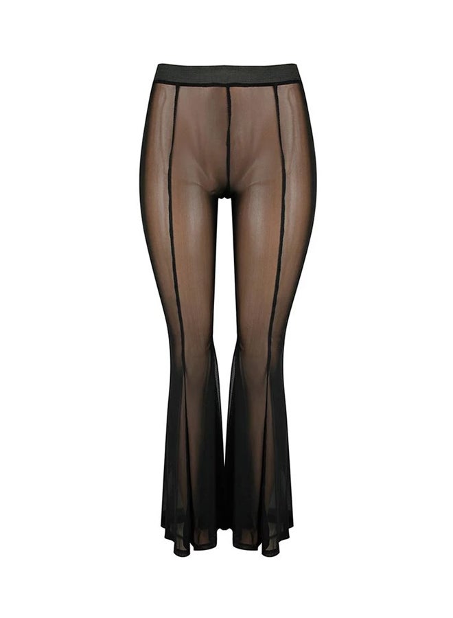 Sheer Mesh Wide Leg Pants Black  - Image 1