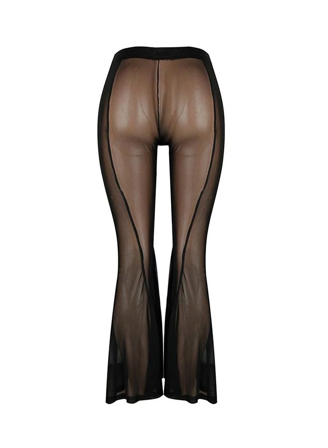Sheer Mesh Wide Leg Pants Black  - Image 2