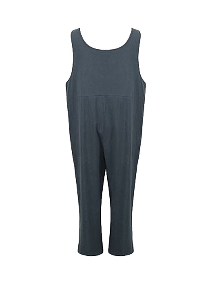 Cotton Linen Sleeveless Dungaree Grey - Image 1