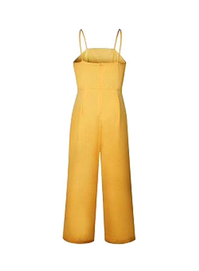 Solid Spaghetti Strap Wide Leg Loose Pants Jumpsuit Yellow  - Image 1
