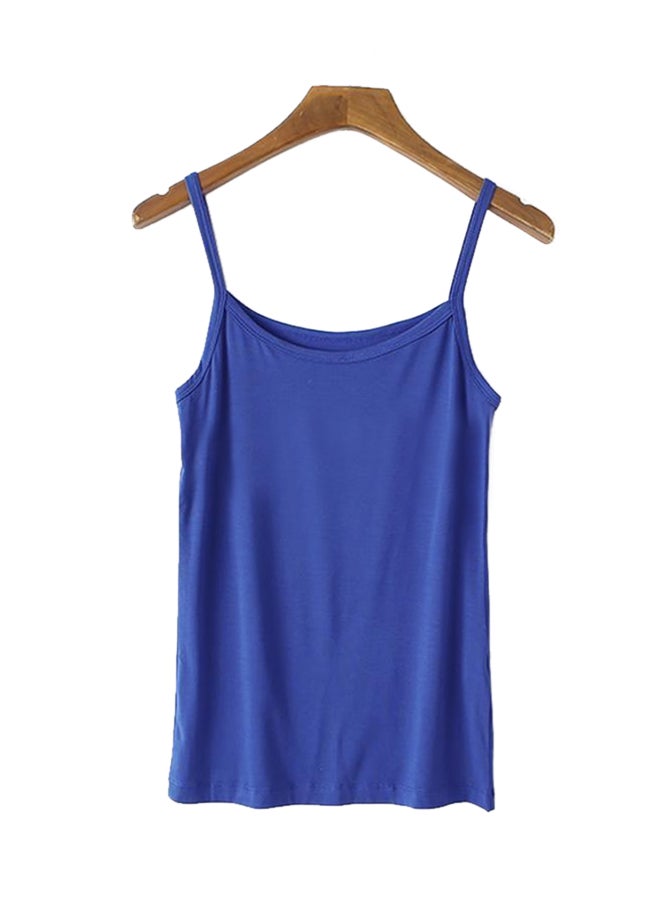 Solid Spaghetti Strap Solid Slim Fit Vest Blue  - Image 1