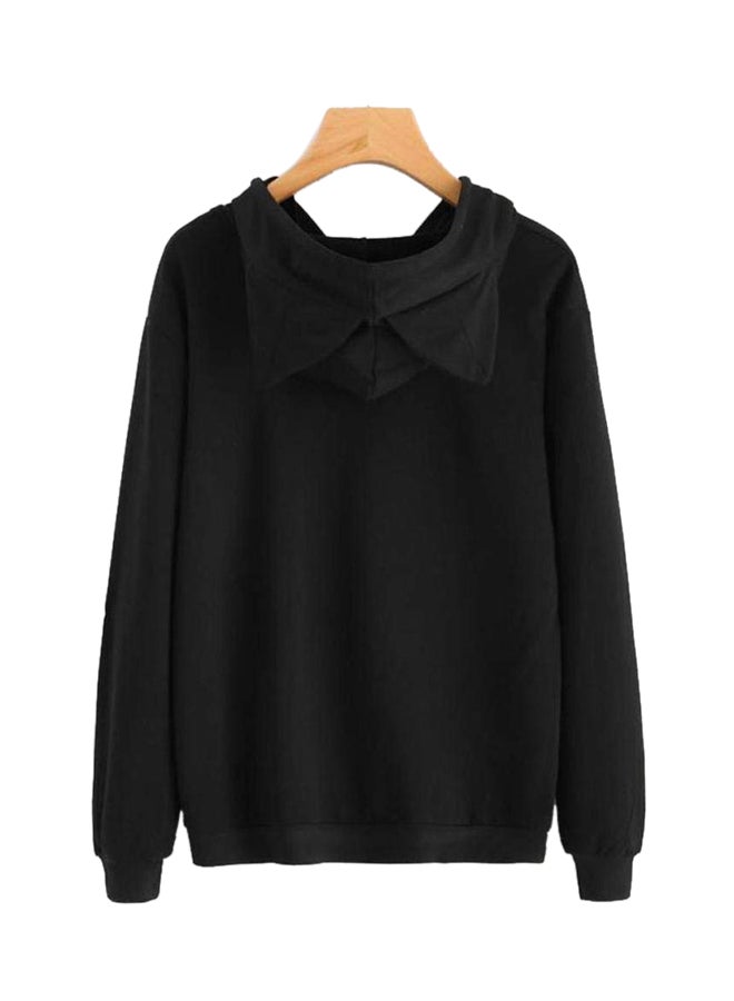 Generic Cute Cat Ear Long Sleeves Hoodie Black  - Image 2