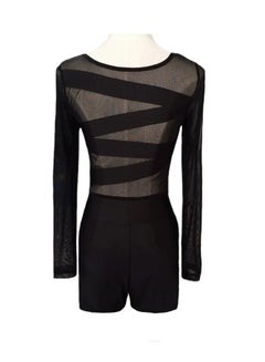 Crew Neck Mesh Playsuit Black - v1546518390/N19974128V_2