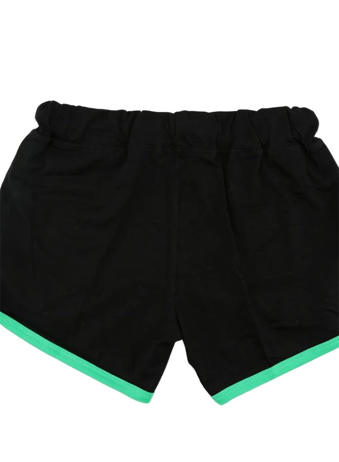 Contrast Binding Side Split Elastic Waist Sports Shorts Black/Green - Image 2