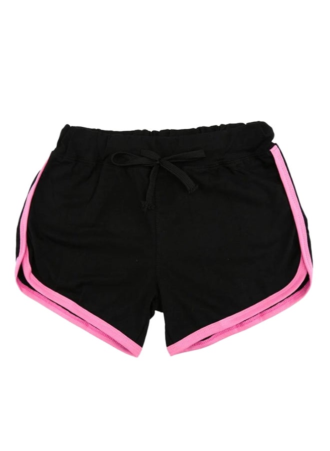 Contrast Binding Side Split Elastic Waist Sports Shorts Black/Pink - Image 1