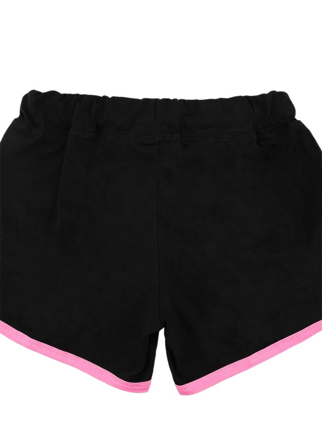 Contrast Binding Side Split Elastic Waist Sports Shorts Black/Pink - Image 2
