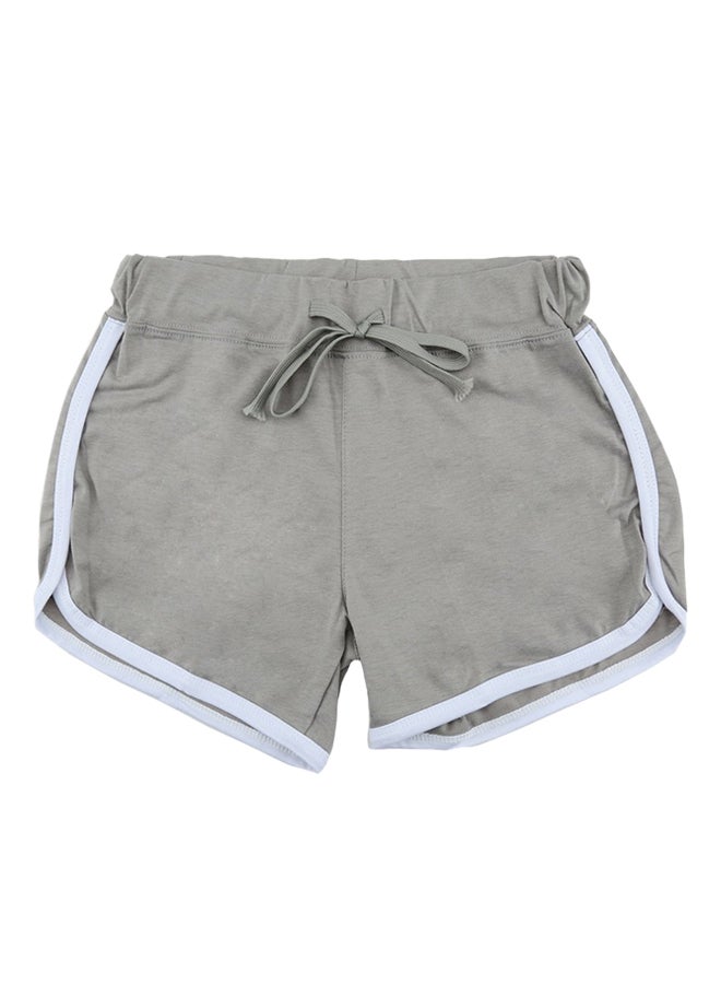 Contrast Binding Side Split Elastic Yoga Shorts Grey - Image 1