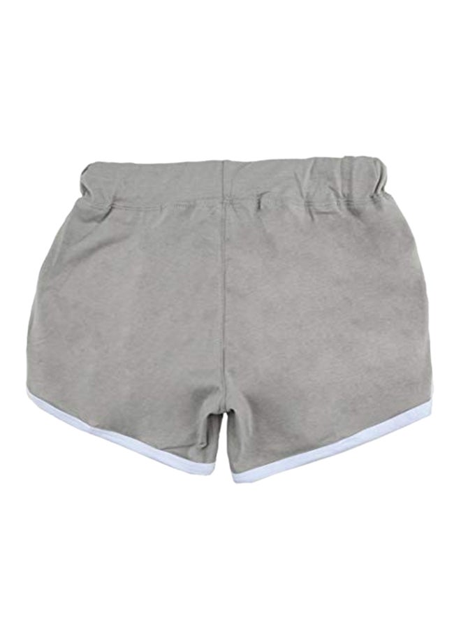 Contrast Binding Side Split Elastic Yoga Shorts Grey - Image 2