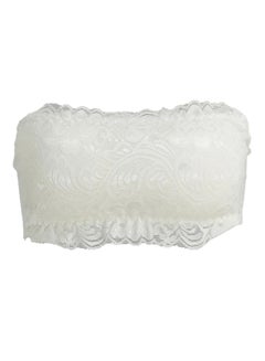 Lace Wireless Padded Strapless Bra Crop Top White
