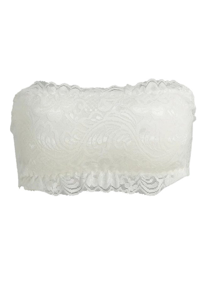 Generic - Lace Wireless Padded Strapless Bra Crop Top White - Image 1