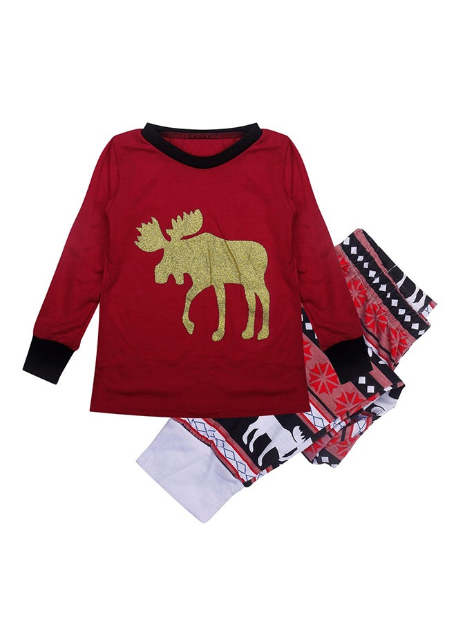 Christmas Look T-shirt Pant Set Red - Image 1