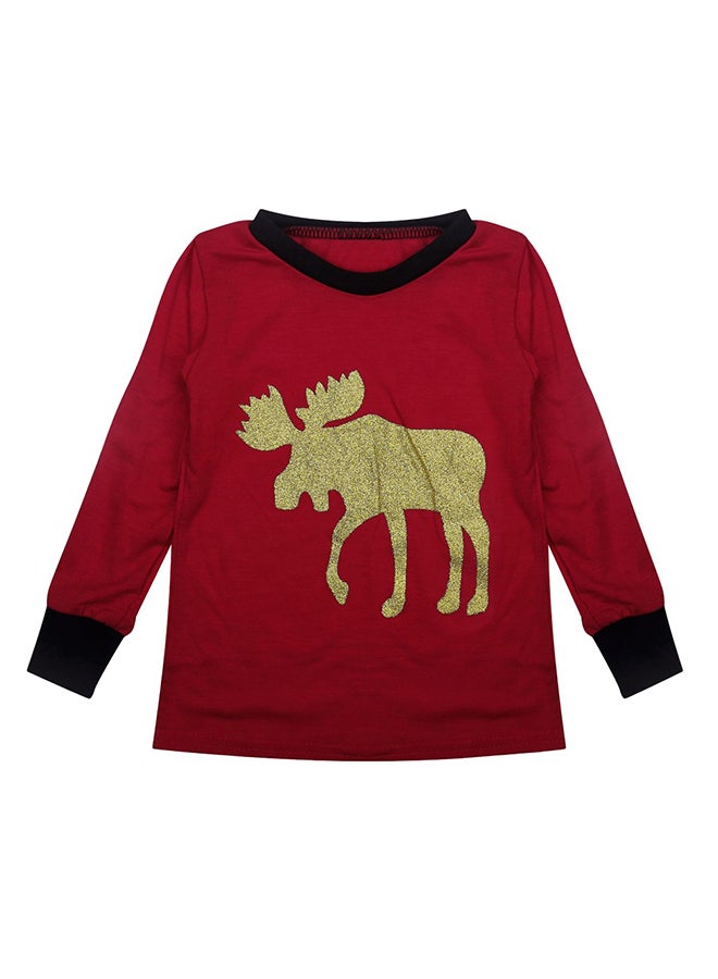 Christmas Look T-shirt Pant Set Red - Image 2