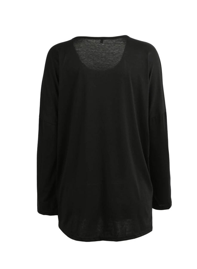 Long Sleeves Sparkling Sequin Deer T-shirt Black - Image 2