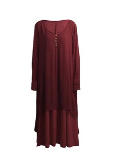 Generic Long Sleeve Maxi Dress Maroon  - Image 1
