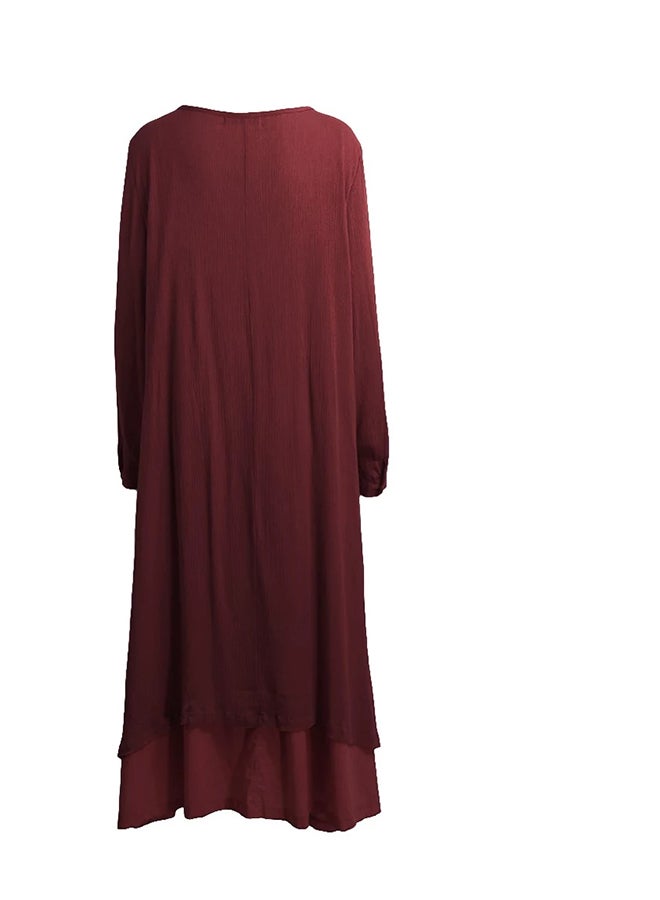 Long Sleeve Maxi Dress Maroon - Image 2