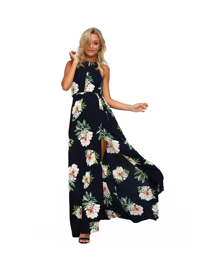 Floral Print Halter Neck Maxi Dress Multicolour  - Image 1