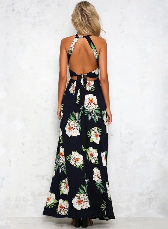 Floral Print Halter Neck Maxi Dress Multicolour  - Image 2