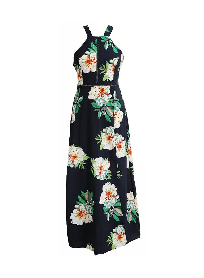 Floral Print Halter Neck Maxi Dress Multicolour  - Image 4