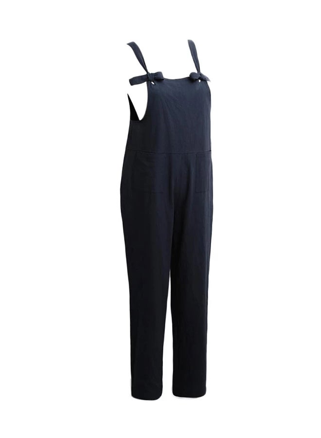 Overall Solid Sleeveless Dungaree Blue  - Image 1