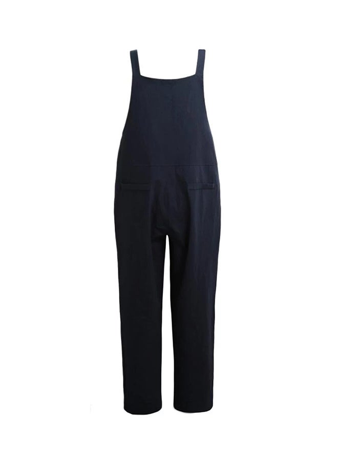 Overall Solid Sleeveless Dungaree Blue  - Image 2