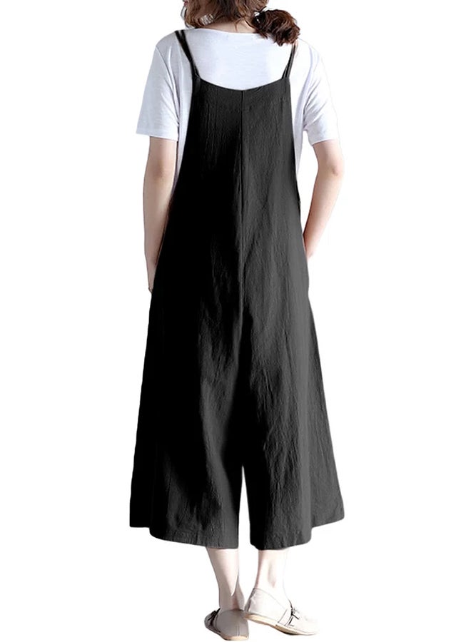 Loose Wide Legs Long Pants Black  - Image 3