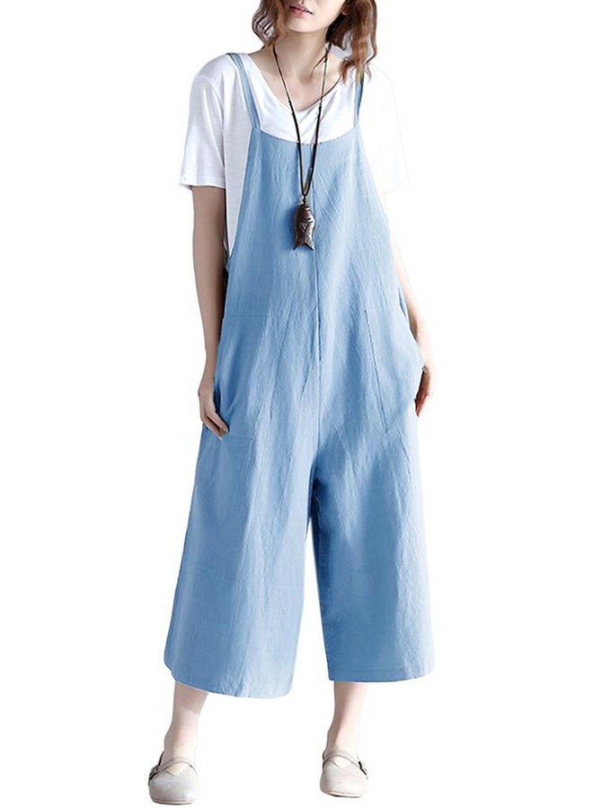 Loose Wide Legs Long Pants Blue - Image 1
