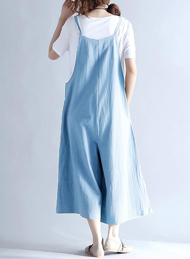Loose Wide Legs Long Pants Blue - Image 2