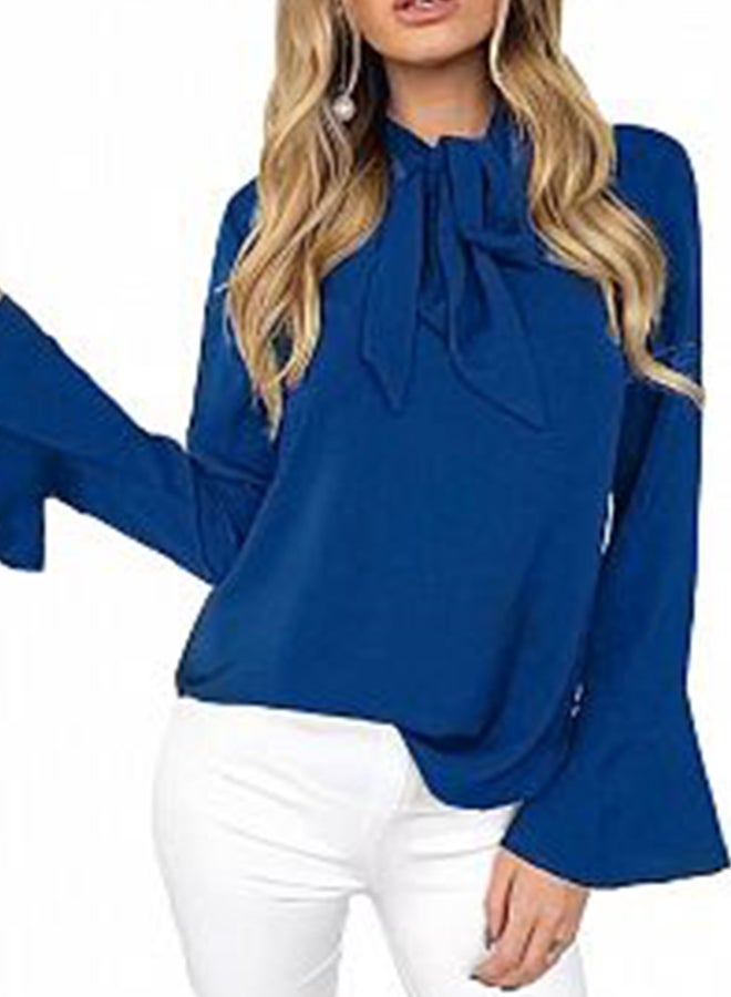Bell Sleeves Loose Shirt Blue  - Image 3